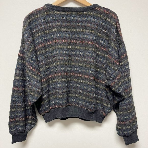 FARAH Woven Knit Cropped Dolman Sleeve Oversized Grandpa Sweater - Picture 4 of 9